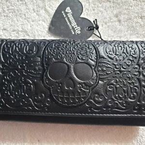 Loungefly Black on Black Lattice Skull Wallet